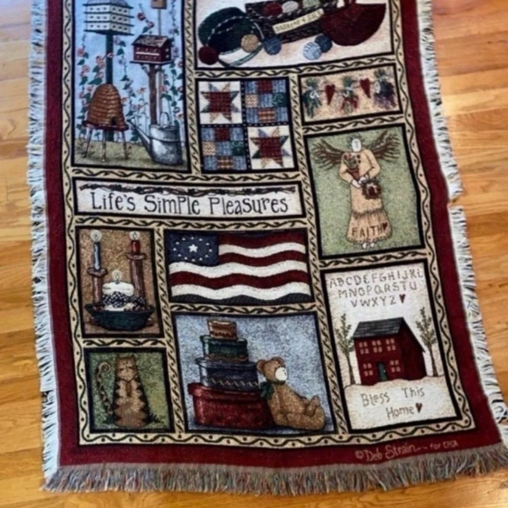 Farmhouse Throw. Country Peddlers & Company of America. Fringe Throw Blanket.
